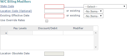 W/C Billing Modifiers form